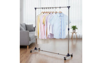 Adjustable Rolling Clothes Rack Easy Assembly Single-Rod Clothes Rack Sturdy Furniture Long-Lasting for Apartment