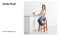 Four-Legged Wooden Stool Space-Saving Unadorned Wooden Seat Easy to Clean