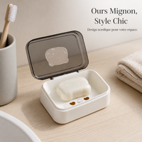 Transparent Flip-Top Soap Dish with Lid and Drainage for Home, Travel, and Dorms