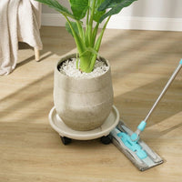 Plant Stand with Wheels for Floor Standing Use, Heavy Duty PP Material with Water Collection Tray, Stable Indoor and Outdoor Rolling Saucer