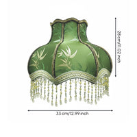 Peony Bamboo Leaf Light Shade Easy to Install Green Embroidered Lampshade
