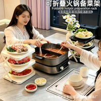 厨房备菜置物架可折叠多层台面配菜盘多功能收纳神器火锅食材架子