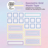 Skinny Washi Tape Geometric Pattern, Grid Border for Journaling Planners, Narrow Width Planner Supplies for Stationery Lovers