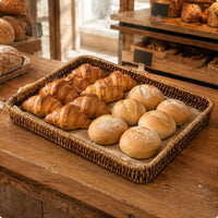 Woven Serving Tray Elevated Rim Tableware Polished for Fruit Display