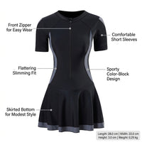 Swimsuit for Girls and Plus Size Women with a Modest Skirted Design, One-Piece Swimming Costume for Water Sports and Hot Spring