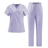 Quick-Drying V-Neck Scrub Top and Pants Breathable Short Sleeve Medical Attire Moisture-Wicking Nurse Doctor Workwear Set for Doctors, Dentists, Veterinarians, Operating Room, Hospital, Oral Office, Beauty Salon