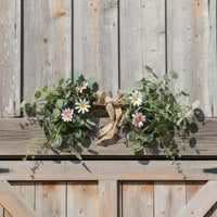 Eucalyptus Blossom Swag Handmade Artificial Flower Lintel Burlap Bow Accent