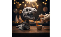 Open-Jaw Dinosaur Skeleton Costume Hood | Wearable, Dinosaur Skull Hood with Tail, for Halloween