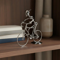 Iron Bike Figurine Artisanal Metal Cycle Sculpture Static Model