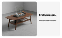 2-Tier Rectangular Coffee Table Minimalist Design Double-Deck Rectangular Table Rounded Corners Tapered Legs for Homeowners