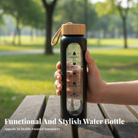 Large Capacity Bamboo Lid Glass Bottle Portable Design Glass Bottle Bamboo Lid Complimentary for Fitness Enthusiasts, Students, Travel, Home