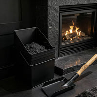 Indoor/Outdoor Fireplace Tool Set with Large Capacity Thickened Slanted Square Ash Bucket and Shovel