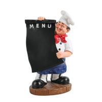 Chef Statue with Menu Board Classic Ornament Collectible for Food Lovers