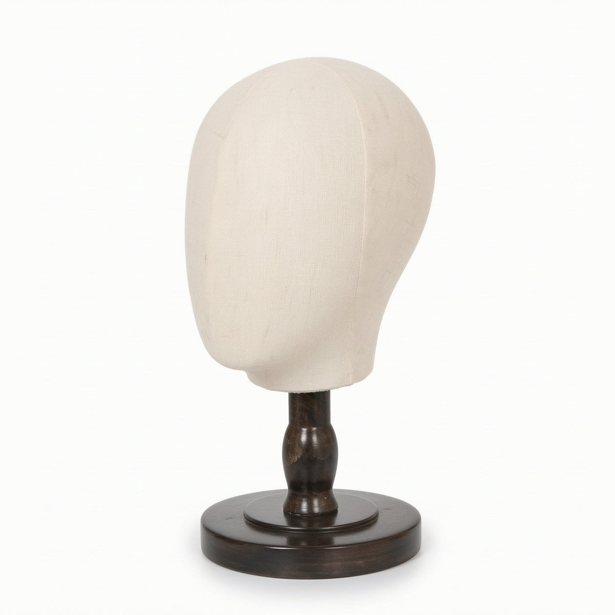 Freestanding Fabric Mannequin Head with Wooden Stand Countertop Mannequin Head with Wood Base Sturdy Hat Display Long-Lasting for Boutiques, Vanity