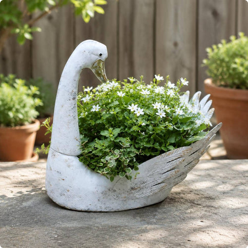 Swan Garden Statue Planter Indoor Outdoor Home Decor Weather-Resistant for Patio