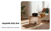 Multi-Functional Slatted Feline Condo Stool Multifunctional Design Pet Furniture Space-Saving Footstool Cozy Hideaway for Felines, Small Dogs, Apartment Dwellers, Entryway, Living Room, Bedroom, Balcony