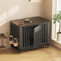 Dog Crate with Wheels Multipurpose Dog Crate with Pull-out Tray Decorative Wooden Kennel for Small Dogs