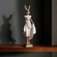 Rabbit Figurine with Base Decorative Rabbit Figurine Weighty for Bookshelf