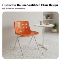 Perforated Backrest Cheese-Hole Chair Retro Design Indoor Seating Ergonomic Curve Single-Piece Molded Seat for Young Adults, Home Decorators, Dining Room, Restaurant, Reading Nook, Bedroom
