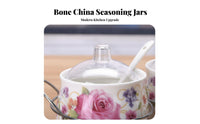 3 Pieces Easy to Clean Ceramic Seasoning Jar Set Elegant Design Ceramic Condiment Jar Set Space Saving for Adults, Countertop, Dining Table