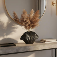 Shell Shaped Vase Solid Color Finish Modern Resin Vase Artistic Design