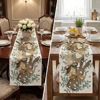 Easter Table Runner Festive Design Bunny Hare Table Runner Holiday Dining Decoration for Party Hosts, Homeowners, Home Decor, Farmhouse, Kitchen