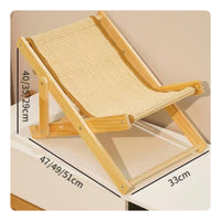 Solid Wood Frame Sisal Feline Scratcher Lounger Foldable Design Wooden Feline Lounger for Cats, Indoor