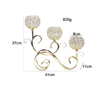 Candle Holder with Crystal Shades Gold-Tone 3-Lite Candelabra Ornate for Brides