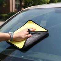 Double Sided Car Drying Towel with Plush Microfiber, Highly Absorbent Car Drying Towel, 30x30cm Yellow and Gray Multi-Purpose Drying Cloth