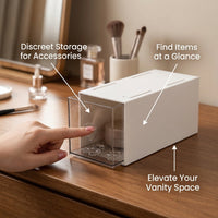 Desktop Organizer for Badge Storage, Small Drawer Style Desk Box, Clear Acrylic for Collectors and Accessories