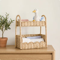 Woven Storage Rack Freestanding Rattan Storage Rack Boho Farmhouse Look