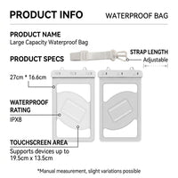 Waterproof Swimming Bag for Outdoor Water Park and Boating, Large Capacity Dry PVC Material, Protective Phone for Diving