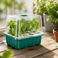 6 Cell Seedling Tray, Mini Greenhouse Propagation Tray with Watertight Base, Clear Cover & Humidity Dome Vent, Reusable for Home Gardening