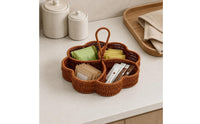 Four-Compartment Tray Decorative Rattan Storage Tray Easy to Organize