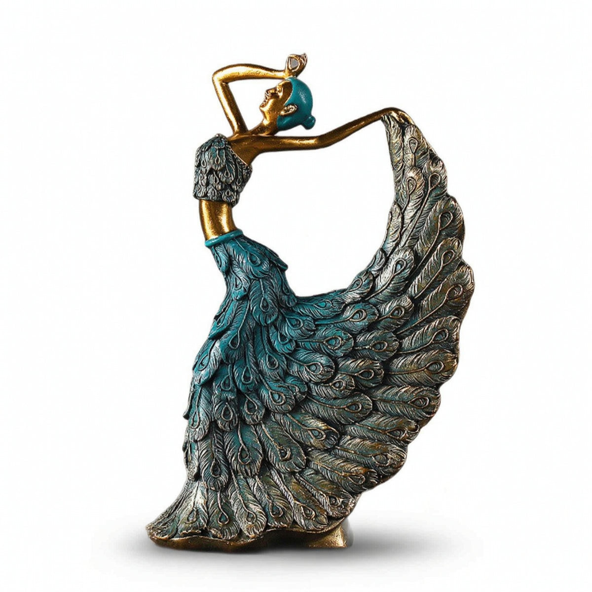 Peacock dancers Figurine Lustrous Peacock dancers Statue Artistic Dancing Girl Sculpture for Living Room, Dance Studio