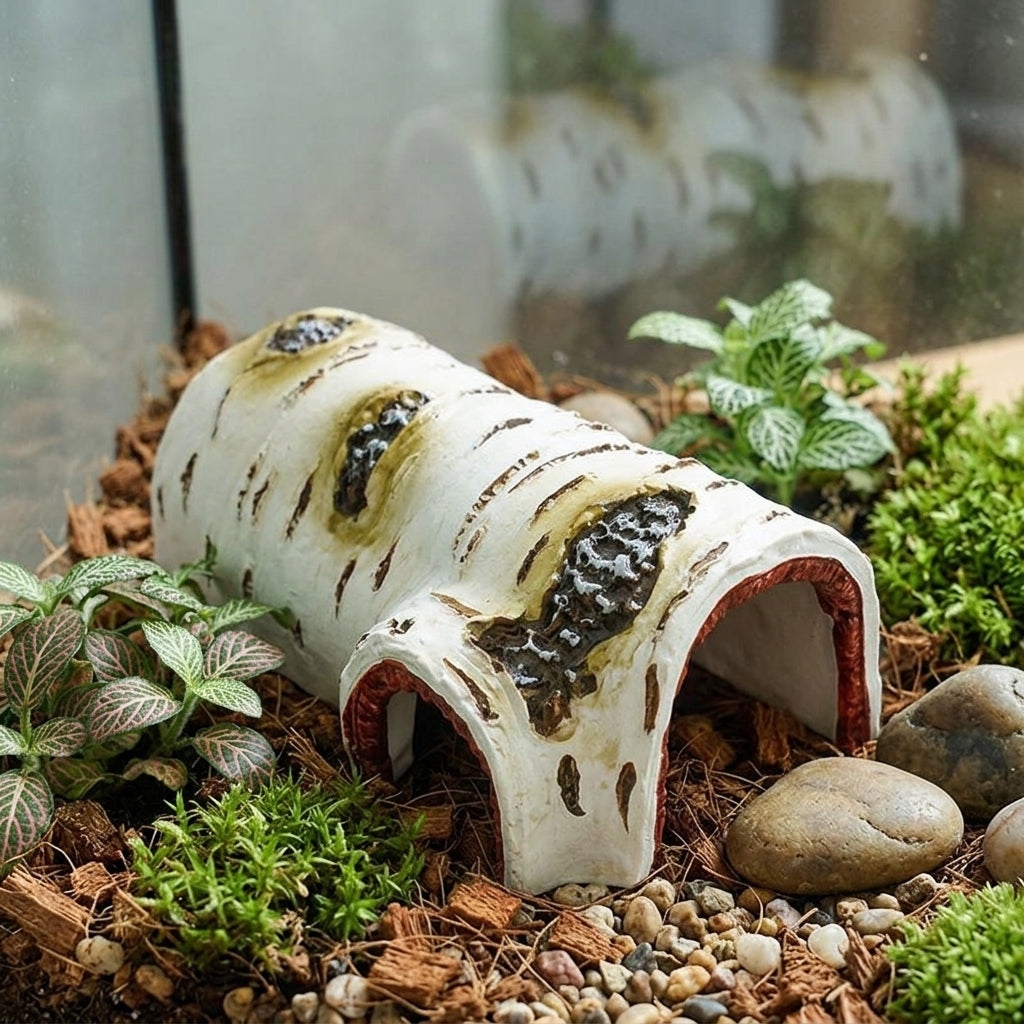 Realistic Hollow Core Reptile Hide, Crested Gecko Tank Accessories for Turtles and Reptiles, Decorative Realistic Reptile Hideaway House 1pc