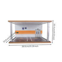 1:18 Scale Car Display Case Crystal-Clear Printing Printing LED Parking Garage