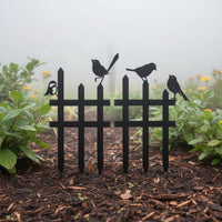 Black Bird Fence Plant Stake Cut Metal Birds on Fence Yard Art for Patio