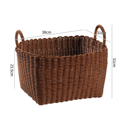 Imitation Wicker Basket with Handles Lightweight Woven Laundry Hamper