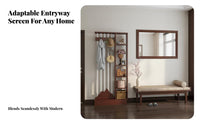 Multi-Functional Unrestricted Standing Partition with Coat Hooks and Shelves Space-Saving Unrestricted Standing Garment Rack with Shelves Strong Load-Bearing Room Divider Small Footprint for Families, Homeowners, Apartment Dwellers, Foyer, Hallway