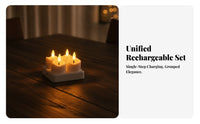 4 Pieces LED Tea Lights with Remote | Realistic Molded beeswax Body, Rechargeable LED Candles with Charging Base Flameless Yellow Glow, for Cozy Indoor Ambiance