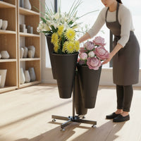 Iron Flower Rack Metal Frame Multi-Tier Flower Stand Removable Buckets