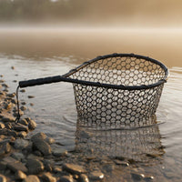 Fishing Landing Net with Silicone Mesh Landing Net with Wrist Cord Portable for Fishermen