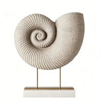Conch Sculpture Textured Shell Statue with Stand Sea Influenced Figurine for Interior Decorators, Office Desk