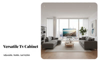Mobile TV Stand with Cabinet Locking Brakes Rolling TV Cart with Drawer Adjustable Height Built-in Storage Suitable for Renters Small Areas Conference Room Exposition Show