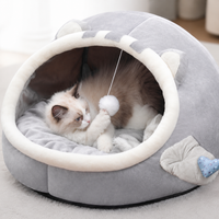 Cat Bed Fluffy Winter Warm Up to 5kg Senior Cat Compatible Gray M Size