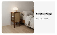 Semi-Circular Rattan End Table Wabi-Sabi Aesthetic Nightstand Nordic Aesthetic