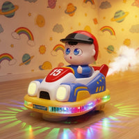 Bumper Car Toy with Spray Interactive Electric Bumper Car Toy Battery Operated Light-up for Children, Playroom, Nursery