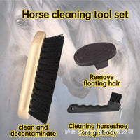 Horse Grooming Brush Set for Bathing and Massage, Plastic, Red/Blue/Black