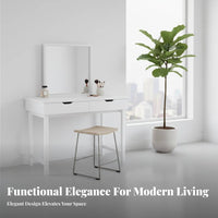 Vanity Set with Lighted Mirror space-saving Design Dressing Table Rounded borders
